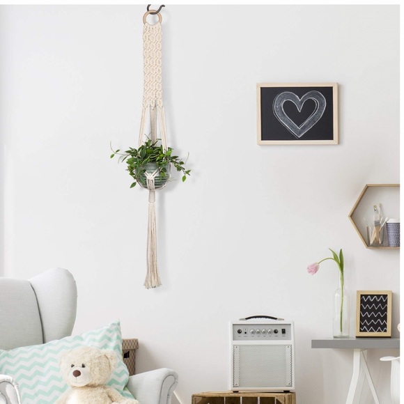 Macrame Boho Cotton Hanging Planter Pot Holder - Picture 3 of 5